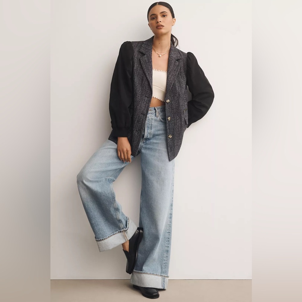 Maeve Mixed Media Relaxed Jacket Size 6 NWT